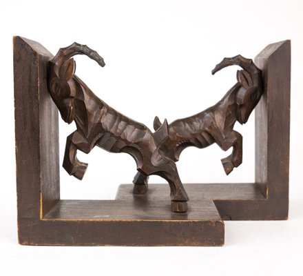 Art Deco Carved Wood Bookends, 1930s, Set of 2-FSD-605641