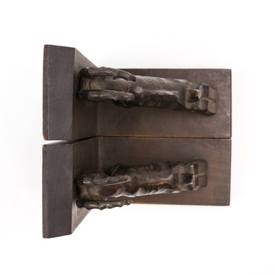 Art Deco Carved Wood Bookends, 1930s, Set of 2-FSD-605641