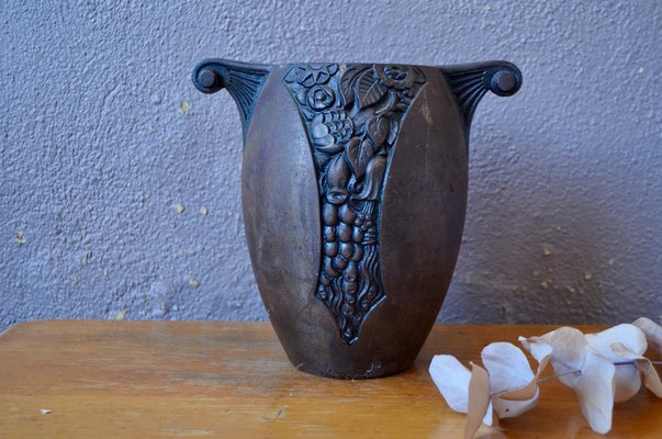 Art Deco Cast Iron Vase, 1930s-AIU-1761194