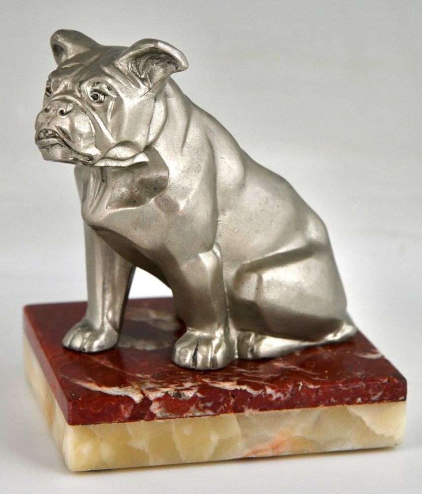 Art Deco Cat and Bulldog Bookends by Irenée Rochard, 1930, Set of 2