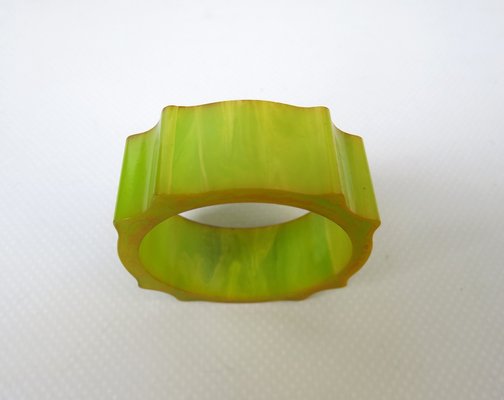 Art Deco Catalin Napkin Rings in Green Amber, Set of 6-EY-1295000