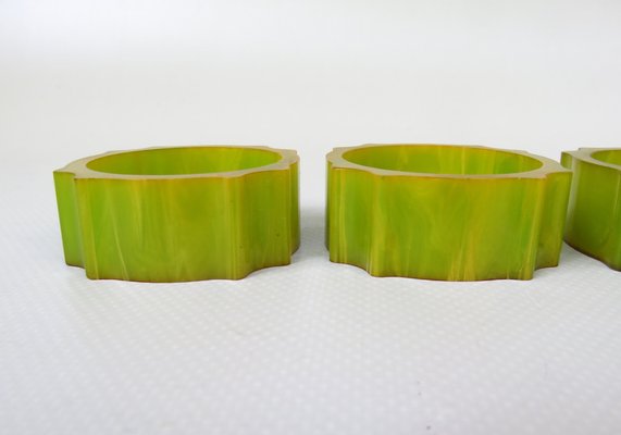 Art Deco Catalin Napkin Rings in Green Amber, Set of 6-EY-1295000