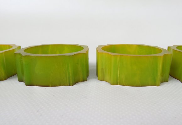 Art Deco Catalin Napkin Rings in Green Amber, Set of 6-EY-1295000