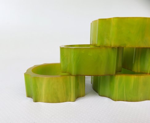 Art Deco Catalin Napkin Rings in Green Amber, Set of 6-EY-1295000