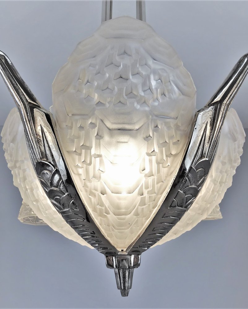 Art Deco Ceiling Lamp by André Nuet & Charles Schneider