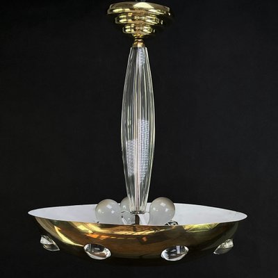 Art Deco Ceiling Lamp in Glass and Brass-JUZ-1013020