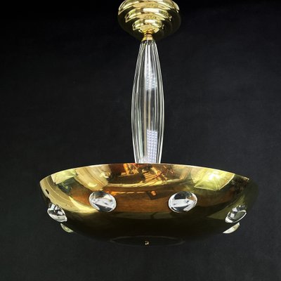 Art Deco Ceiling Lamp in Glass and Brass-JUZ-1013020