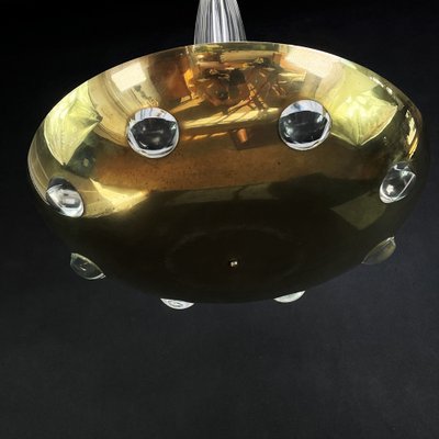 Art Deco Ceiling Lamp in Glass and Brass-JUZ-1013020