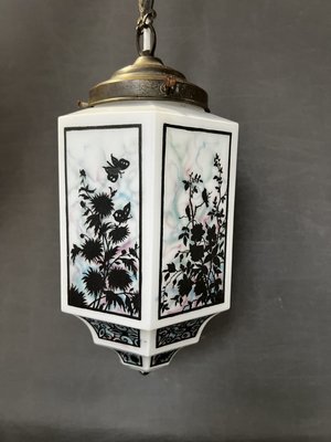 Art Deco Ceiling Lamp in Hexagonal Opaline, 1925-OSP-2028185