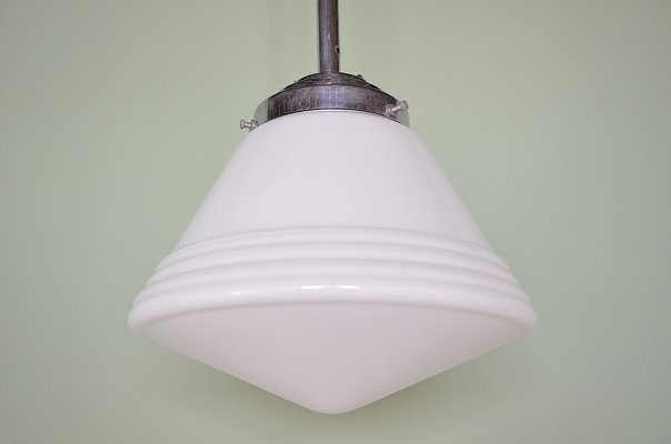 Art Deco Ceiling Lamp in Opaline Glass, 1920s-OV-1742597