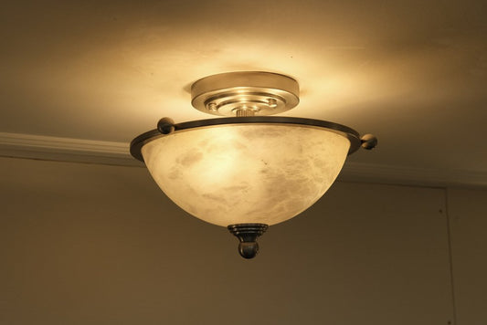 Art Deco Ceiling Lamp with Alabaster Bowl, 1990s