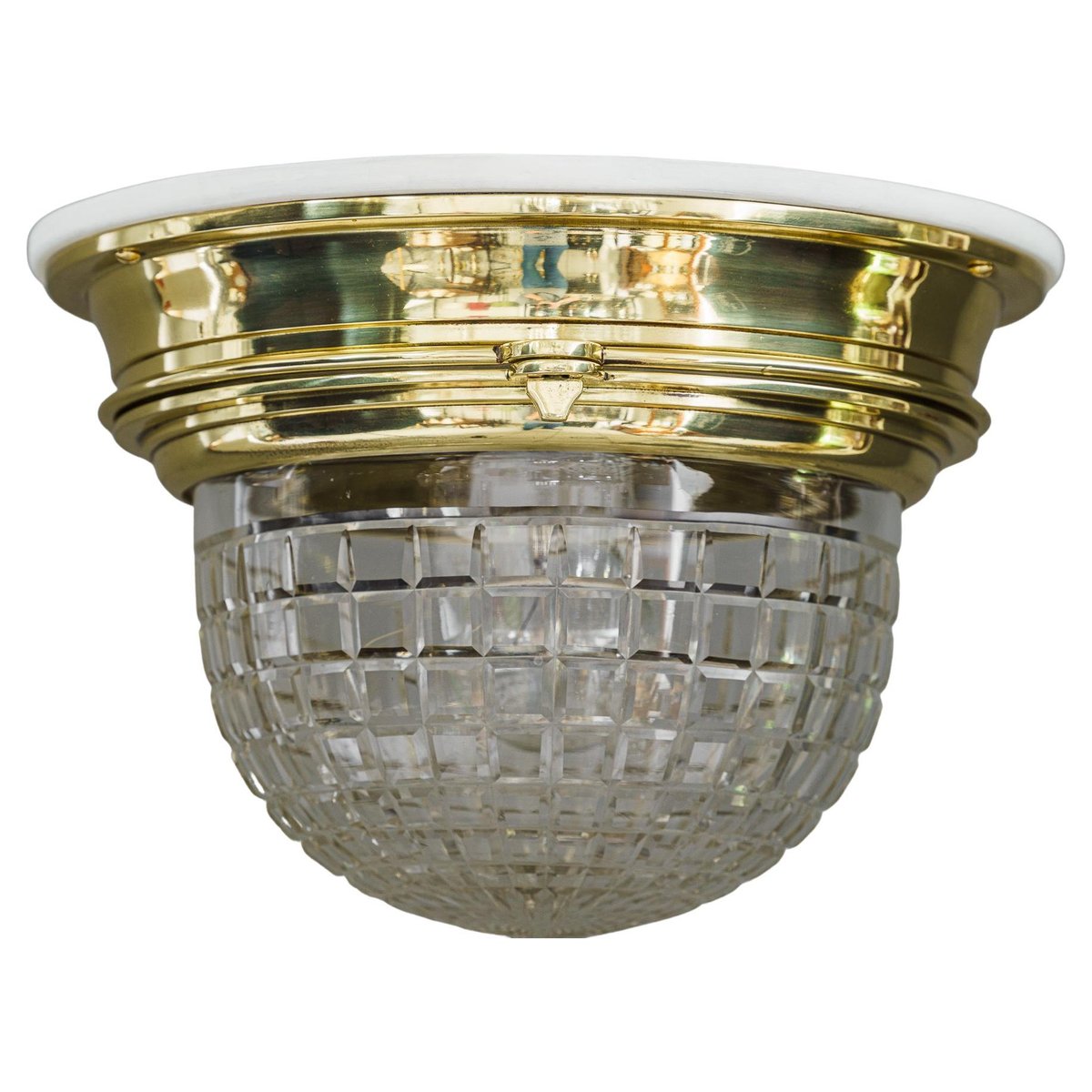 Art Deco Ceiling Lamp with Cut Glass Shade, 1920s