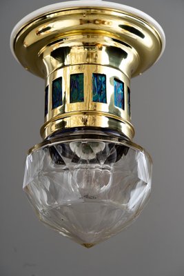 Art Deco Ceiling Lamp with Loetz Glasses and Cut Glass, Vienna, 1920s-SPD-1785229