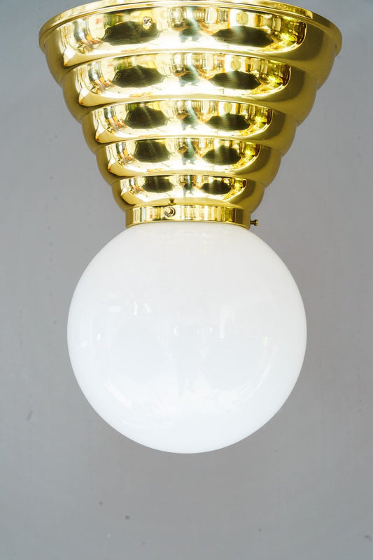 Art Deco Ceiling Lamp with Opal Glass Shade, Vienna, 1920s