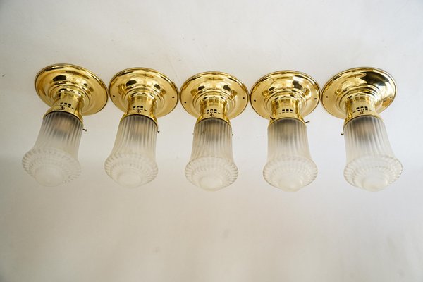 Art Deco Ceiling Lamp with Original Antique Glass Shades, Vienna, 1920s-SPD-1705244