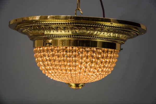 Art Deco Ceiling Lamp with Small Cut Glass Balls, 1920s-SPD-1100870