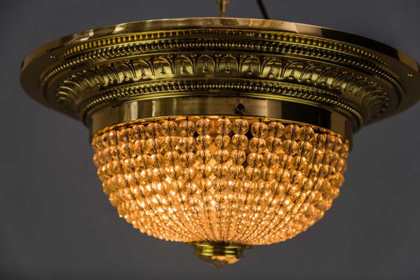 Art Deco Ceiling Lamp with Small Cut Glass Balls, 1920s-SPD-1100870