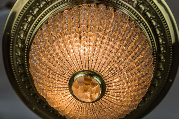 Art Deco Ceiling Lamp with Small Cut Glass Balls, 1920s-SPD-1100870