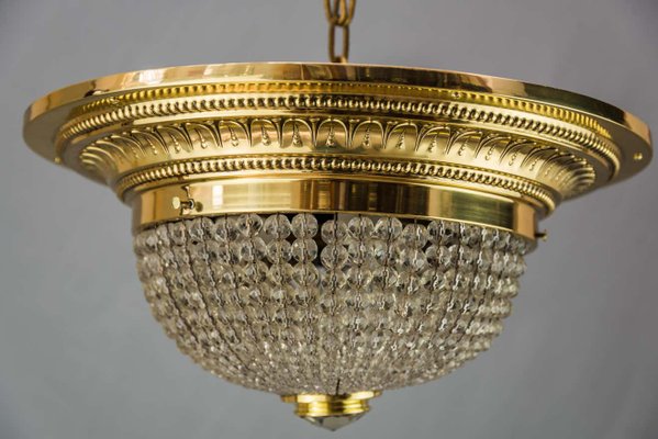 Art Deco Ceiling Lamp with Small Cut Glass Balls, 1920s-SPD-1100870