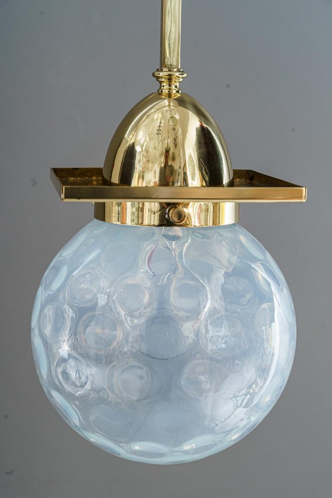 Art Deco Ceiling Lamps with Original Glass Shades, Vienna, 1920s, Set of 2