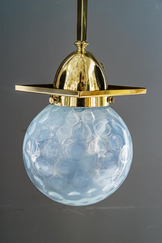 Art Deco Ceiling Lamps with Original Glass Shades, Vienna, 1920s, Set of 2