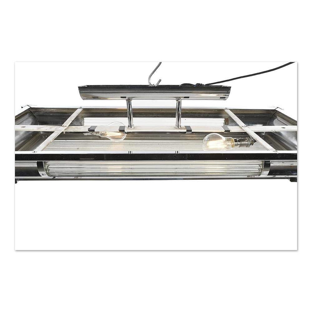 Art Deco Ceiling Light in Chromed Bronze and Molded Glass