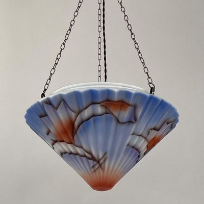 Art Deco Ceiling Light in Enameled Glass and Bronzed Brass, Germany, 1930s-OE-1817130