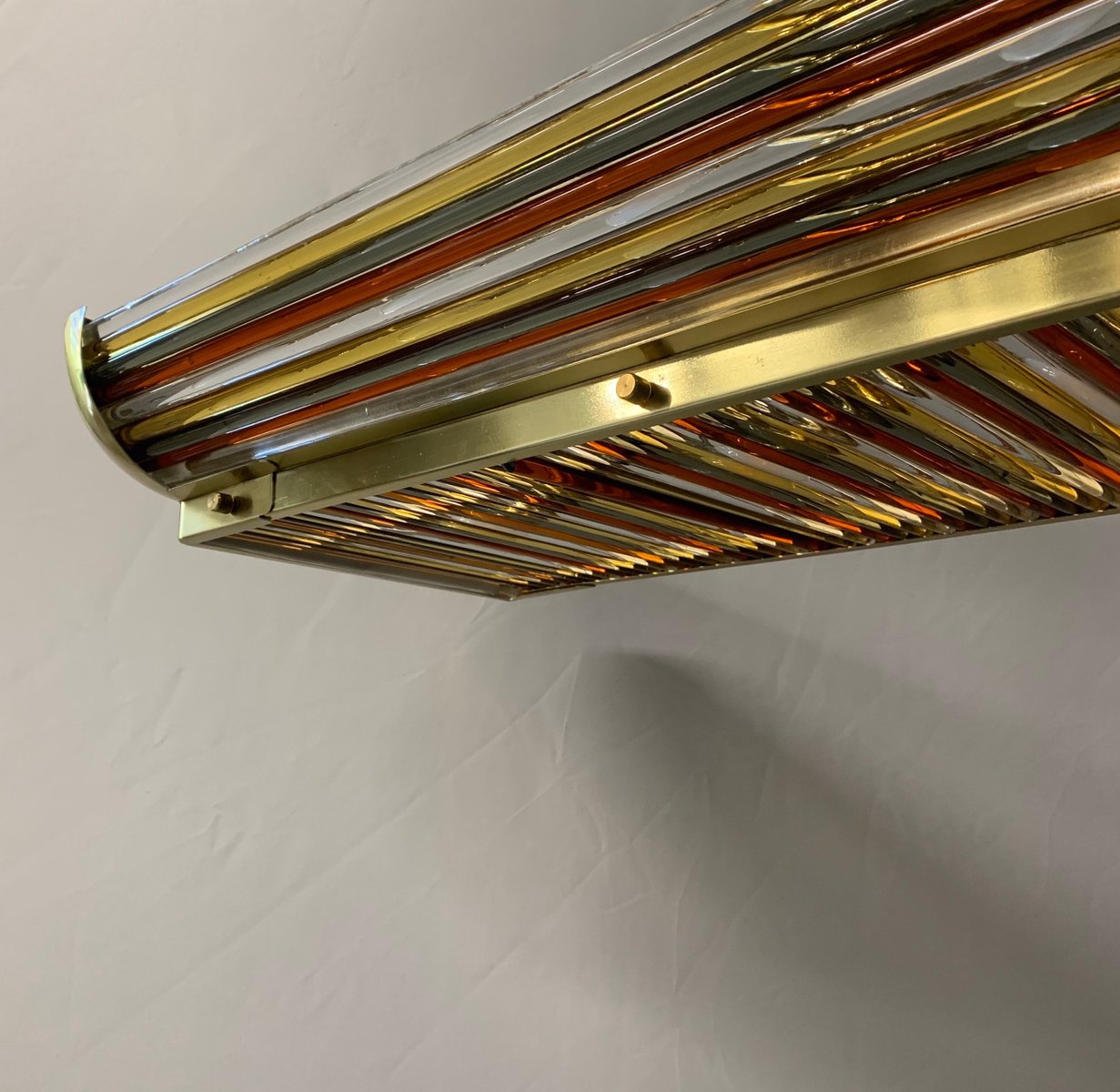 Art Deco Ceiling Light with Murano Brass Rods, 1940s