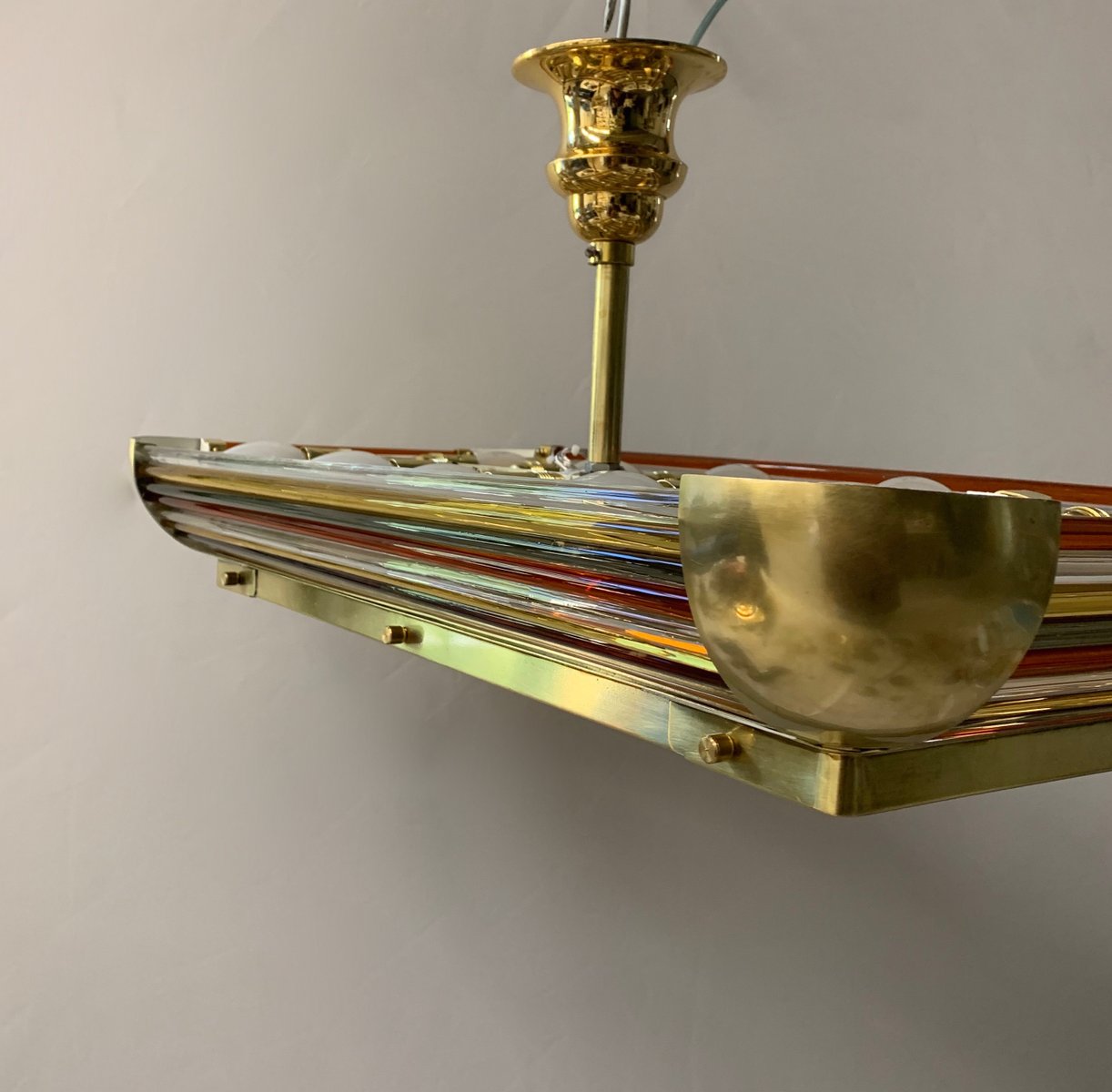 Art Deco Ceiling Light with Murano Brass Rods, 1940s