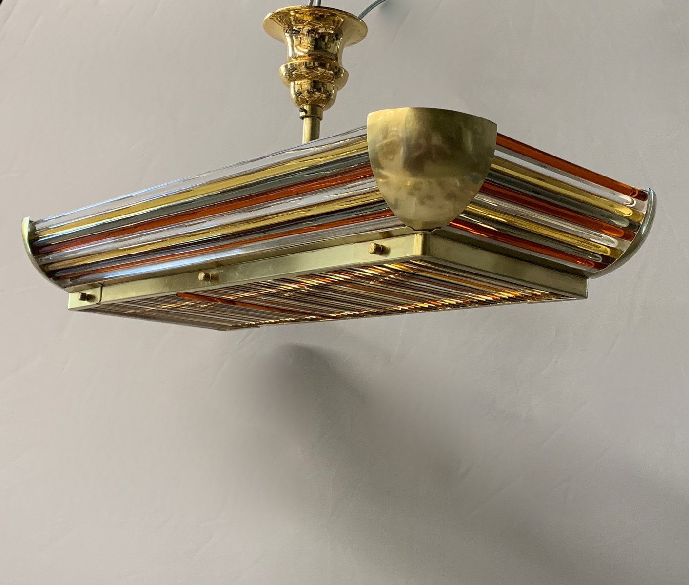 Art Deco Ceiling Light with Murano Brass Rods, 1940s