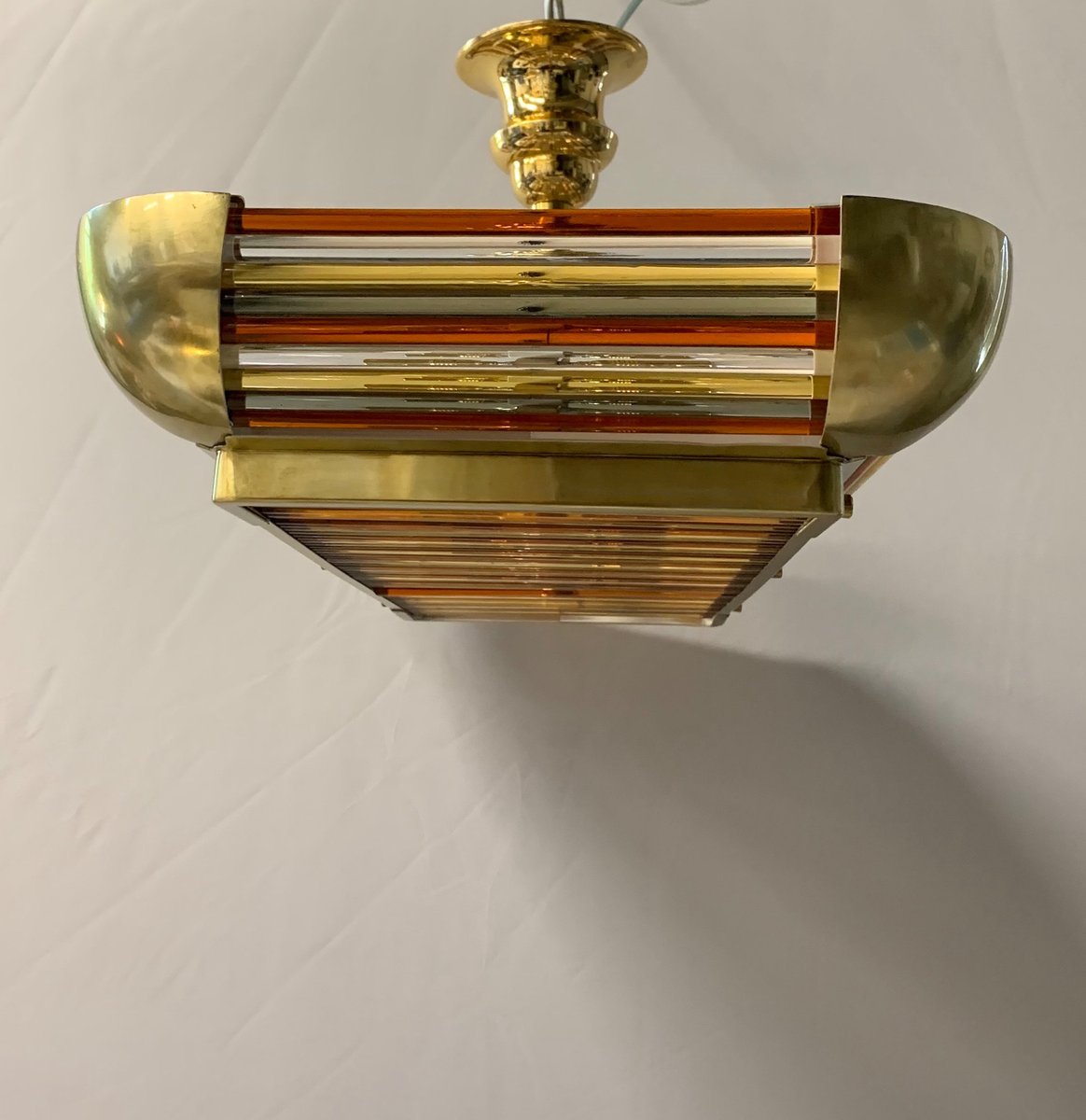 Art Deco Ceiling Light with Murano Brass Rods, 1940s