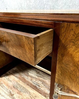 Art Deco Center Desk In Walnut and Burr Walnut-MWB-1758116