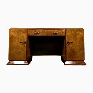 Art Deco Center Desk In Walnut and Burr Walnut-MWB-1758116