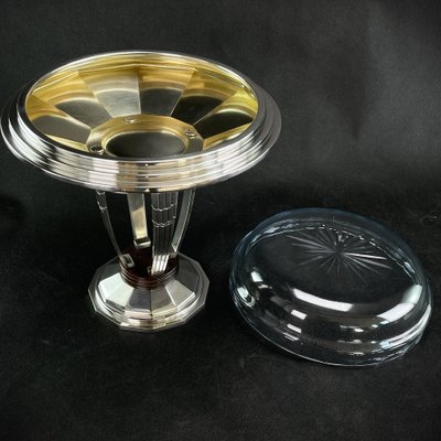 Art Deco Centrepiece Bowl in Silver Plated attributed to Durousseau & Raynaud, 1930s-JUZ-1723473