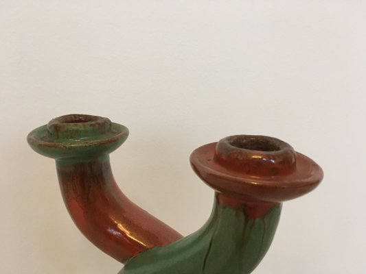 Art Deco Ceramic and Terracotta Candleholder, 1930s-TZ-560224