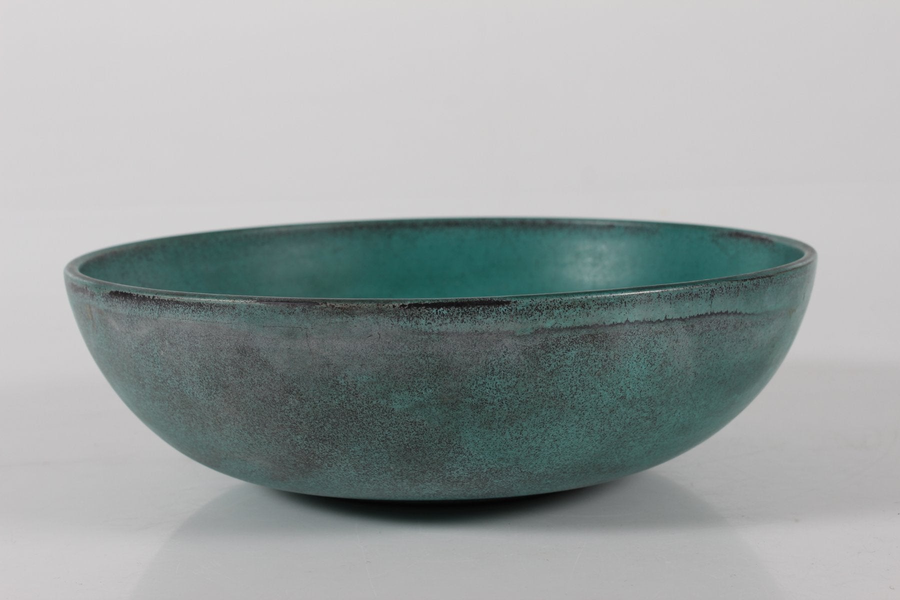 Art Deco Ceramic Bowl with Verdigris Green Glaze by Nils Kähler for Kähler, 1940s