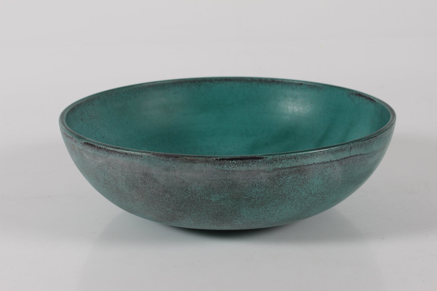 Art Deco Ceramic Bowl with Verdigris Green Glaze by Nils Kähler for Kähler, 1940s