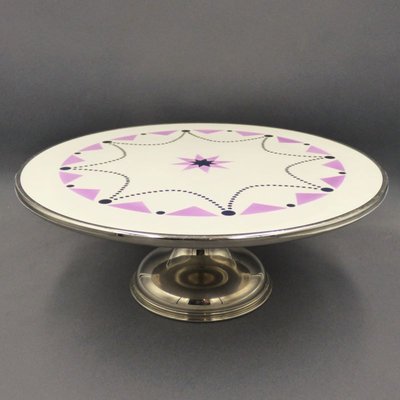 Art Deco Ceramic Cake Plate on Stand, 1920s-WK-1408671