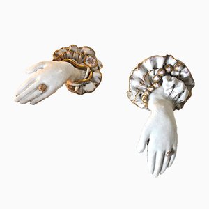 Art Deco Ceramic Hand Sculptures, 1930s, Set of 2-JQO-596117