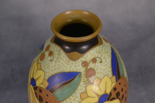 Art Deco Ceramic Model D1854 N°975 Vase by Vittorio Bonuzzi for Keramis, 1920s-NEN-2033952