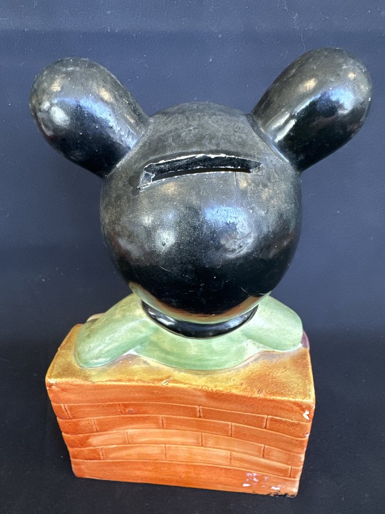 Art Deco Ceramic Piggy Bank Forming Mouse, 1940s