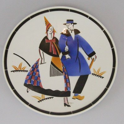 Art Deco Ceramic Plate from K et G, 1930s-NE-555851