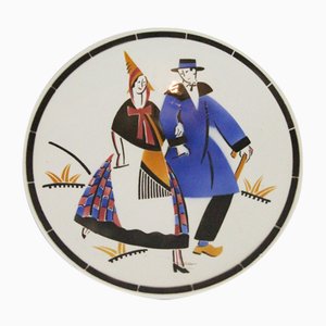 Art Deco Ceramic Plate from K et G, 1930s-NE-555851