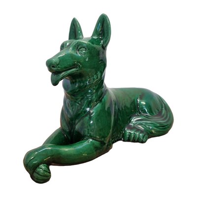 Art Deco Ceramic Statue of German Shepherd from Saint Clement, 1930s-VHW-2028224