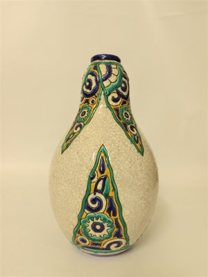 Art Deco Ceramic Vase Decò with Polychrome Geometric Decoration by Charles Catteau for Boch Frères, Belgium-QZG-1361069