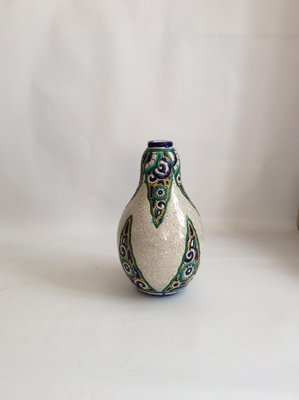 Art Deco Ceramic Vase Decò with Polychrome Geometric Decoration by Charles Catteau for Boch Frères, Belgium-QZG-1361069