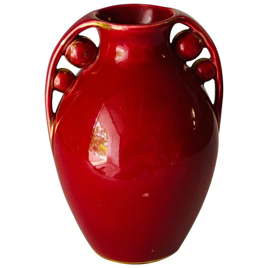 Art Deco Ceramic Vase in Red Color, France, 1940s