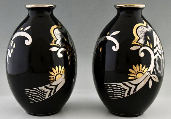 Art Deco Ceramic Vases, 1931, Set of 2-KTN-1776937