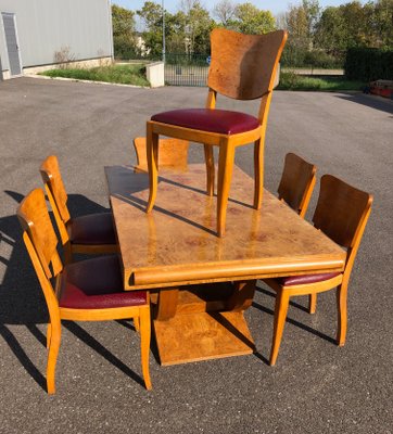 Art Deco Chairs and Table, 1930s, Set of 7-AVC-2019915