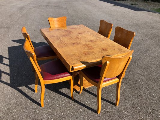 Art Deco Chairs and Table, 1930s, Set of 7-AVC-2019915